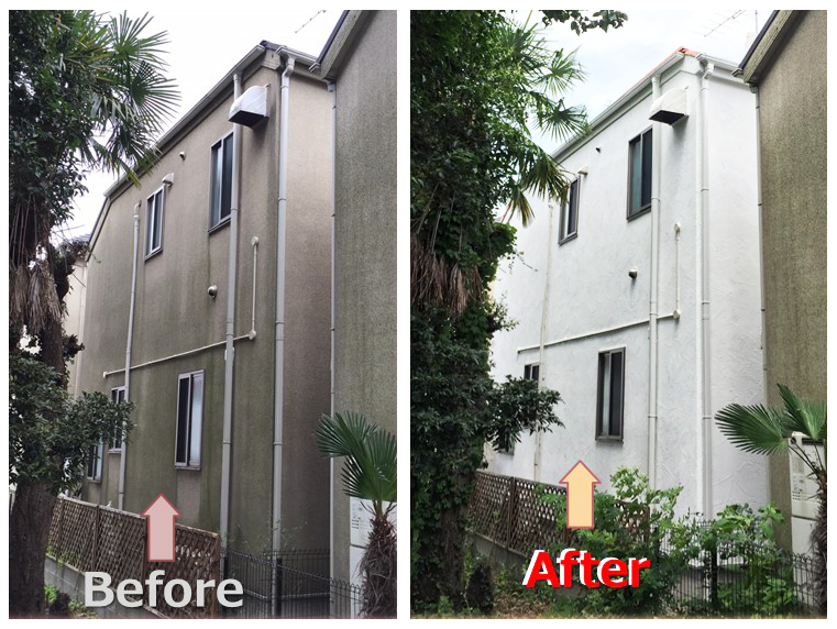 スイス漆喰 塗替えリフォーム 住宅 外壁 左官事例 熟練の技術でスイス漆喰の塗り壁を施工する東京 葛飾の左官工事会社 八幡工業