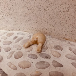 洗い出し床に頭隠しておしり見っけ
