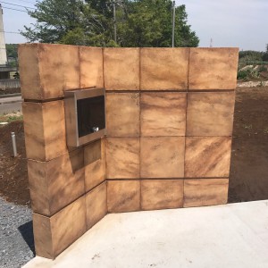 モルタル造形トラバーチン調仕上げ